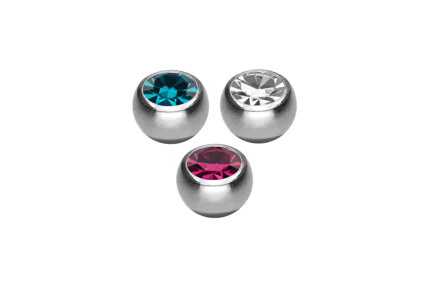 SET Chirurgenstahl Schraubkugel KRISTALL von Piercingline
